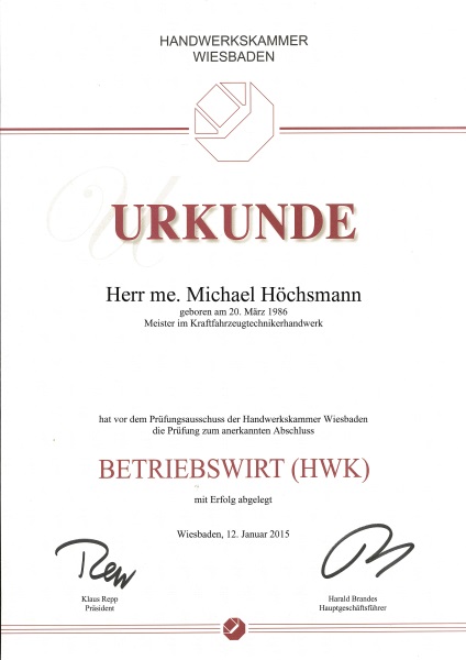 Betriebswirt - Michael Höchsmann - 12.01.2015