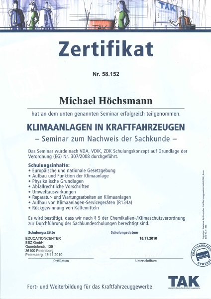 TAK Klimaanlagen in Kraftfahrzeugen - Michael Höchsmann - 15.11.2010